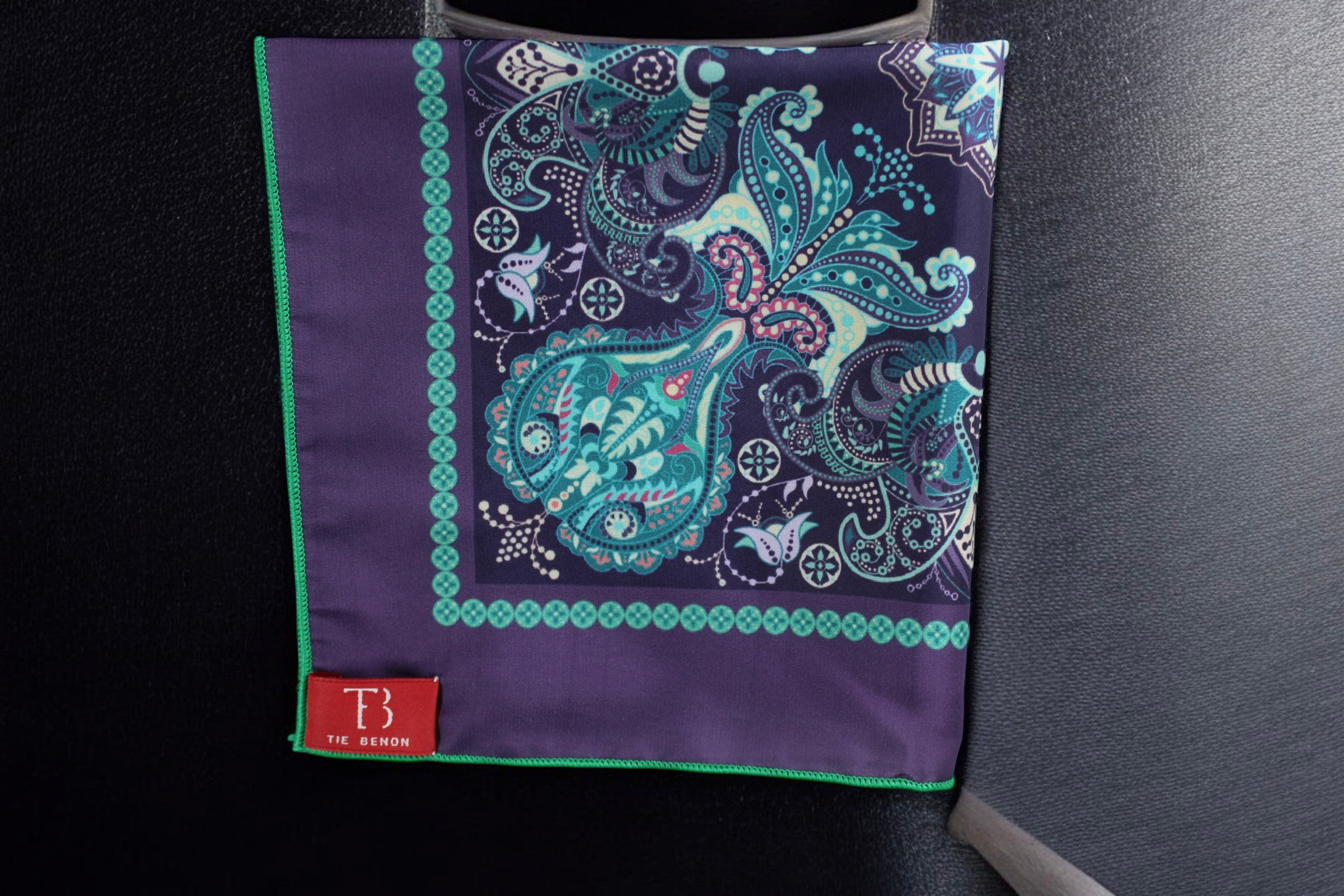 Elegant Navy & Teal Paisley Pocket Square