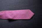 Elegant Pink Checkered Microsilk Tie