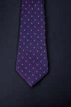 Elegant Purple Geometric Tie & Pocket Square