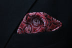 Elegant Red Geometric Patterned Tie & Pocket Square