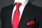 Elegant Red Paisley Tie & Pocket Square