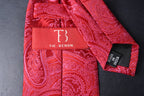 Elegant Red Paisley Tie & Pocket Square