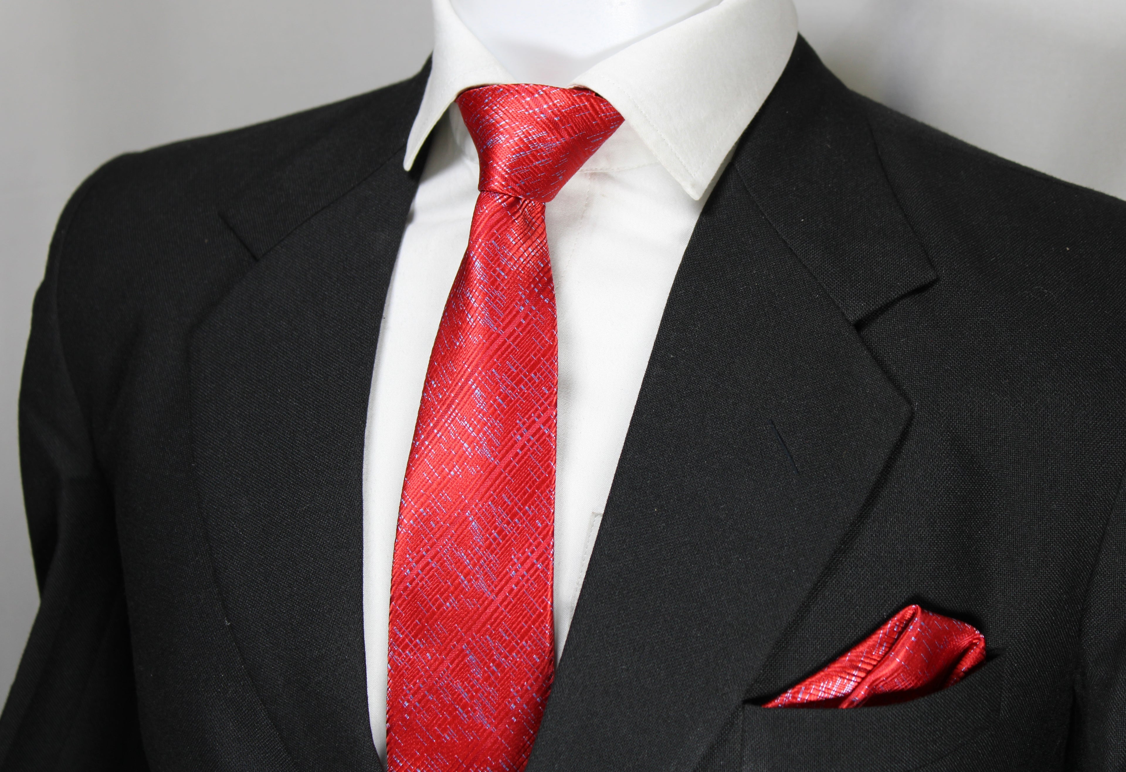 Elegant Red Tie & Pocket Square