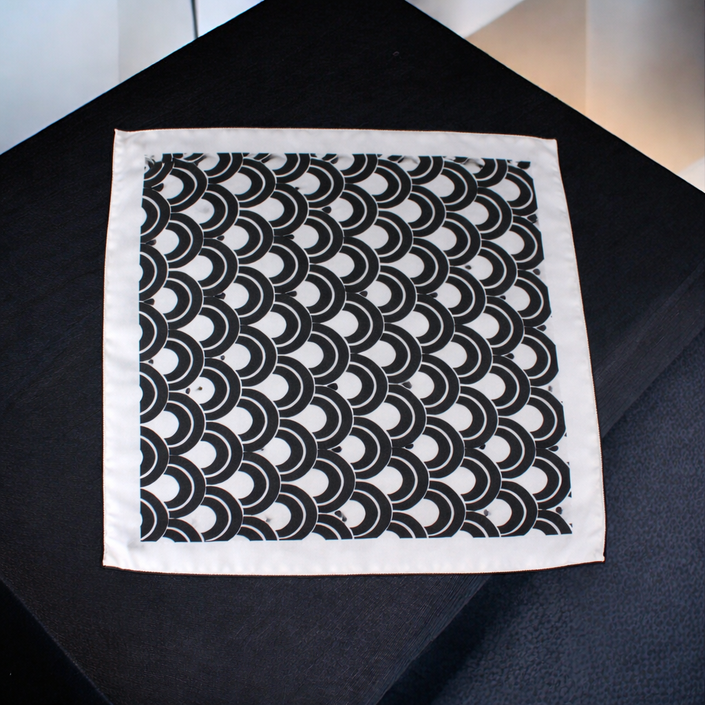 Monochrome Waves Pocket Square