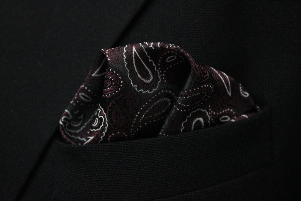 Elegant Wine Paisley Tie & Pocket Square