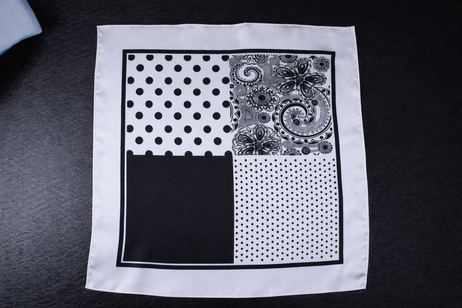 Multi Pattern Print Black n White Pocket Square