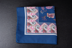 Navy Teal Paisley Printed Pocket Square