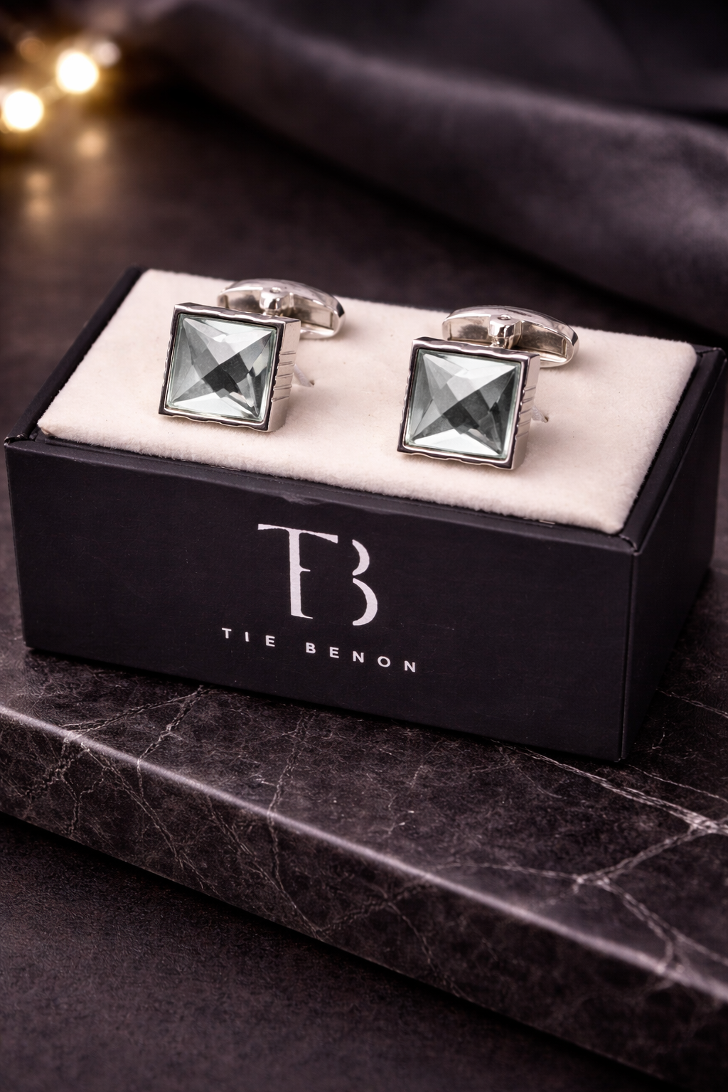 Premium Square Crystal Cufflinks for Men