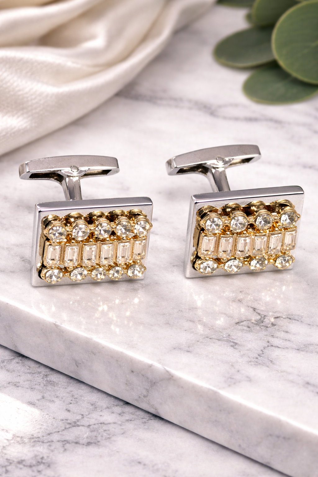 Premium Crystal Studded Cufflinks for Men