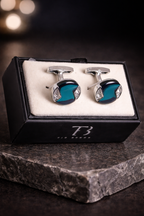 Blue Enamel Crystal Cufflinks for Men
