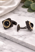 Luxury Black & Gold Onyx Style Cufflinks for Men