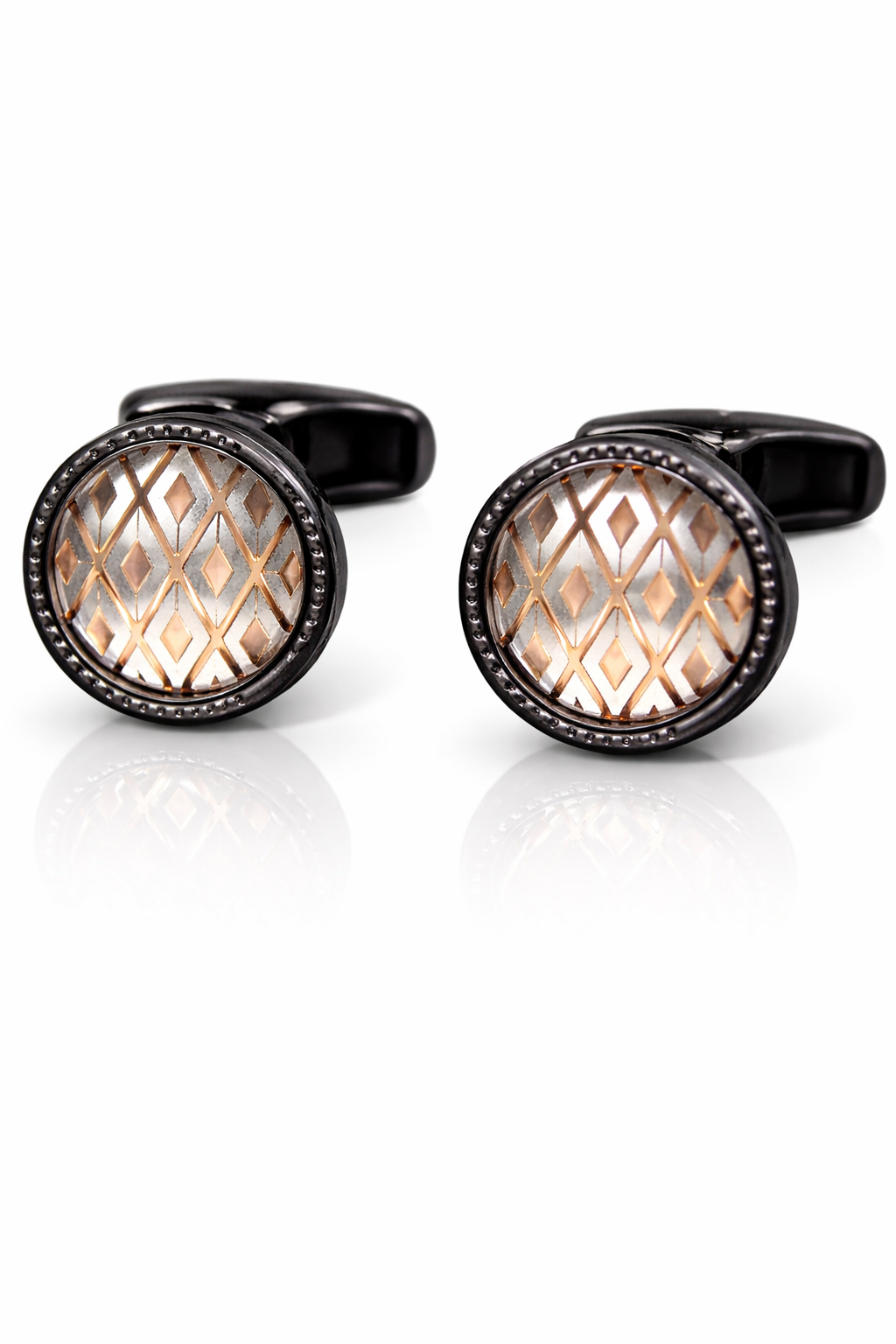 Gunmetal & Gold Lattice Cufflinks for Men