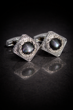 Luxury Black Stone Square Cufflinks for Men