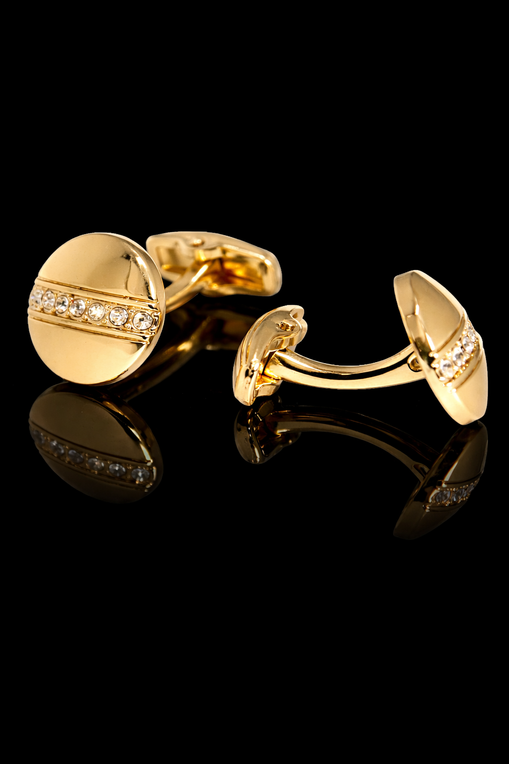 Luxury Gold-Plated Alloy Cufflinks with Crystal Inlay