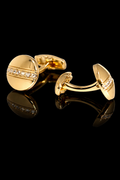 Luxury Gold-Plated Alloy Cufflinks with Crystal Inlay