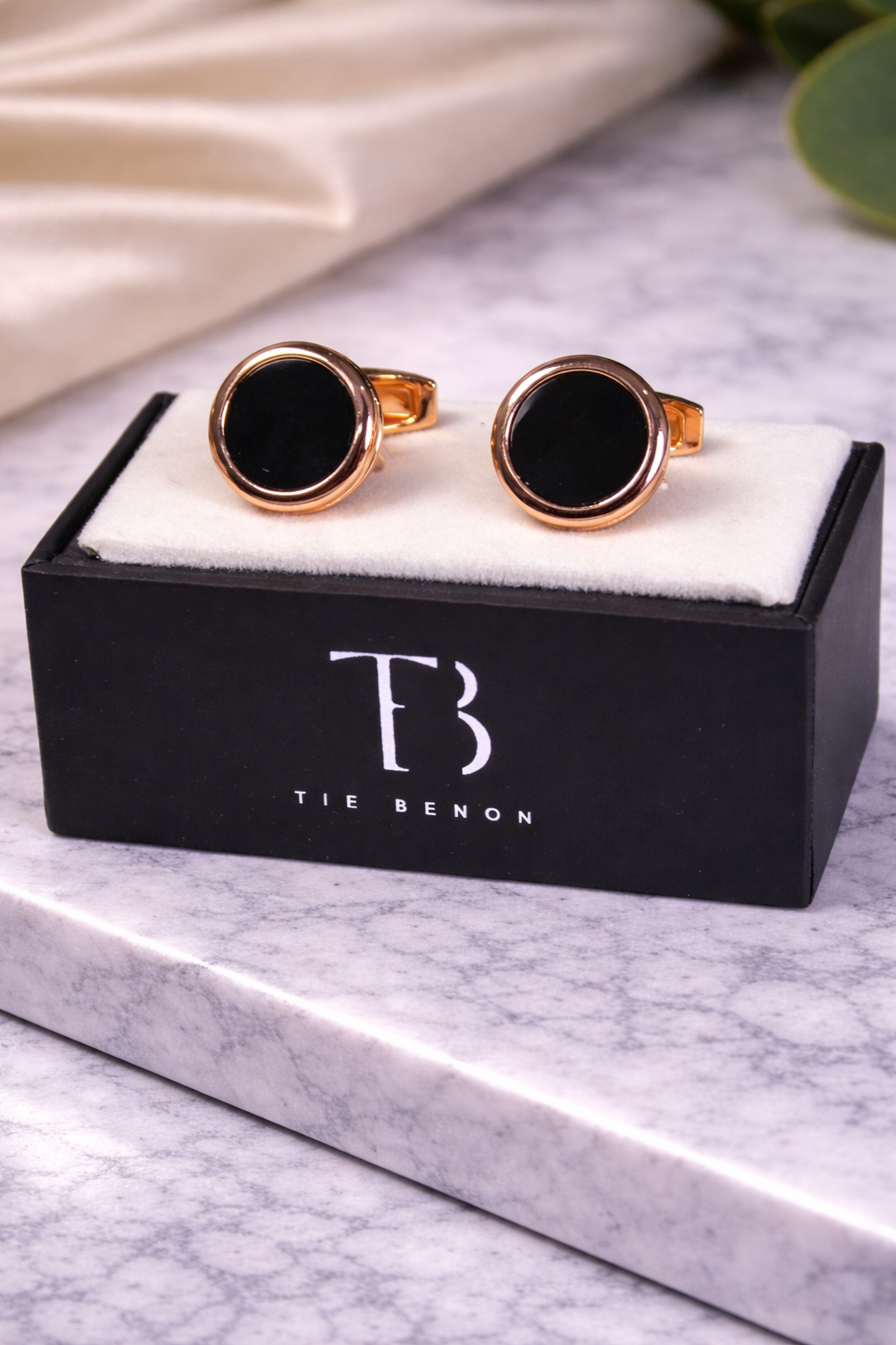 Luxury Rose Gold & Black Alloy Cufflinks for Men