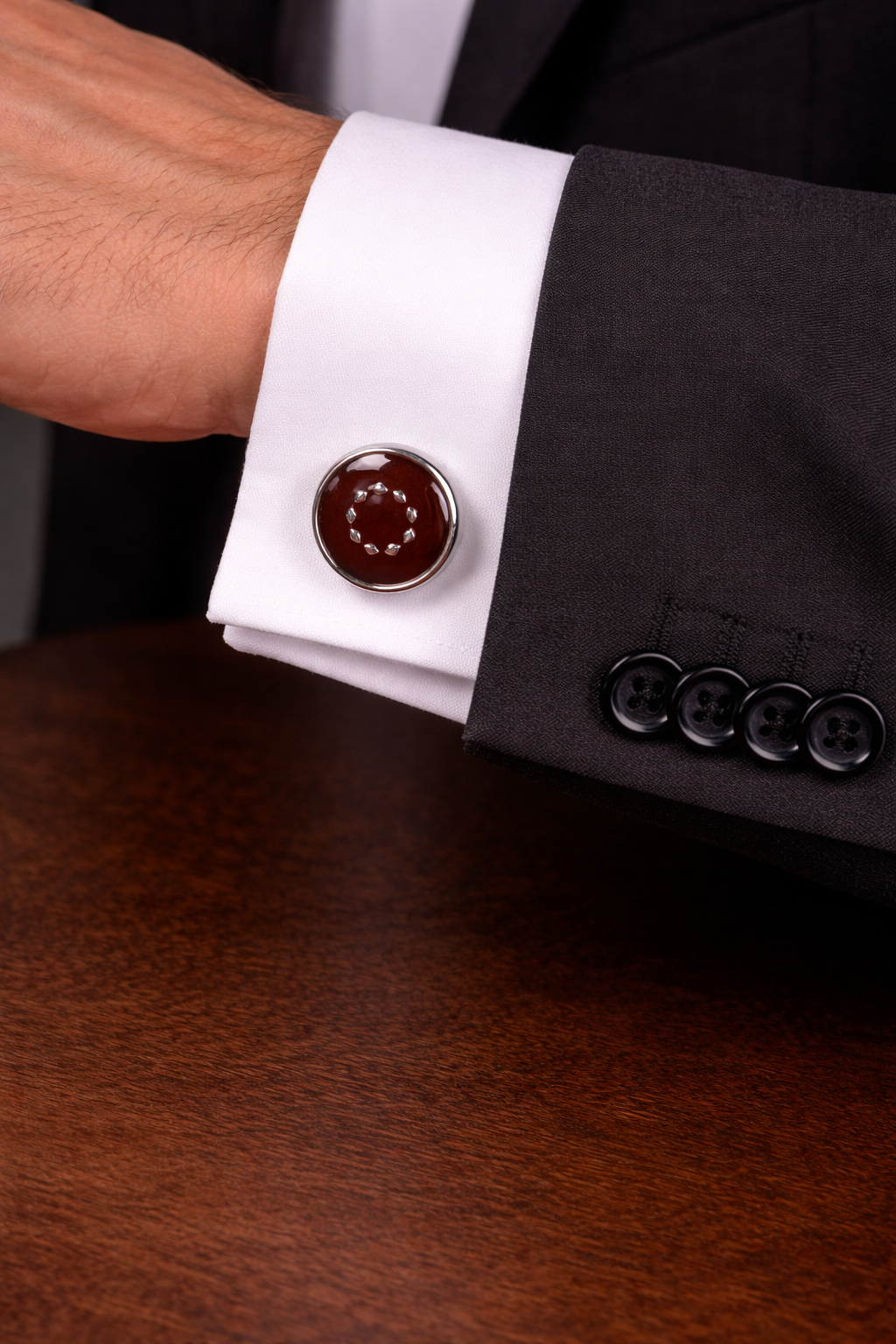 Luxury Brown Stone Alloy Cufflinks for Men