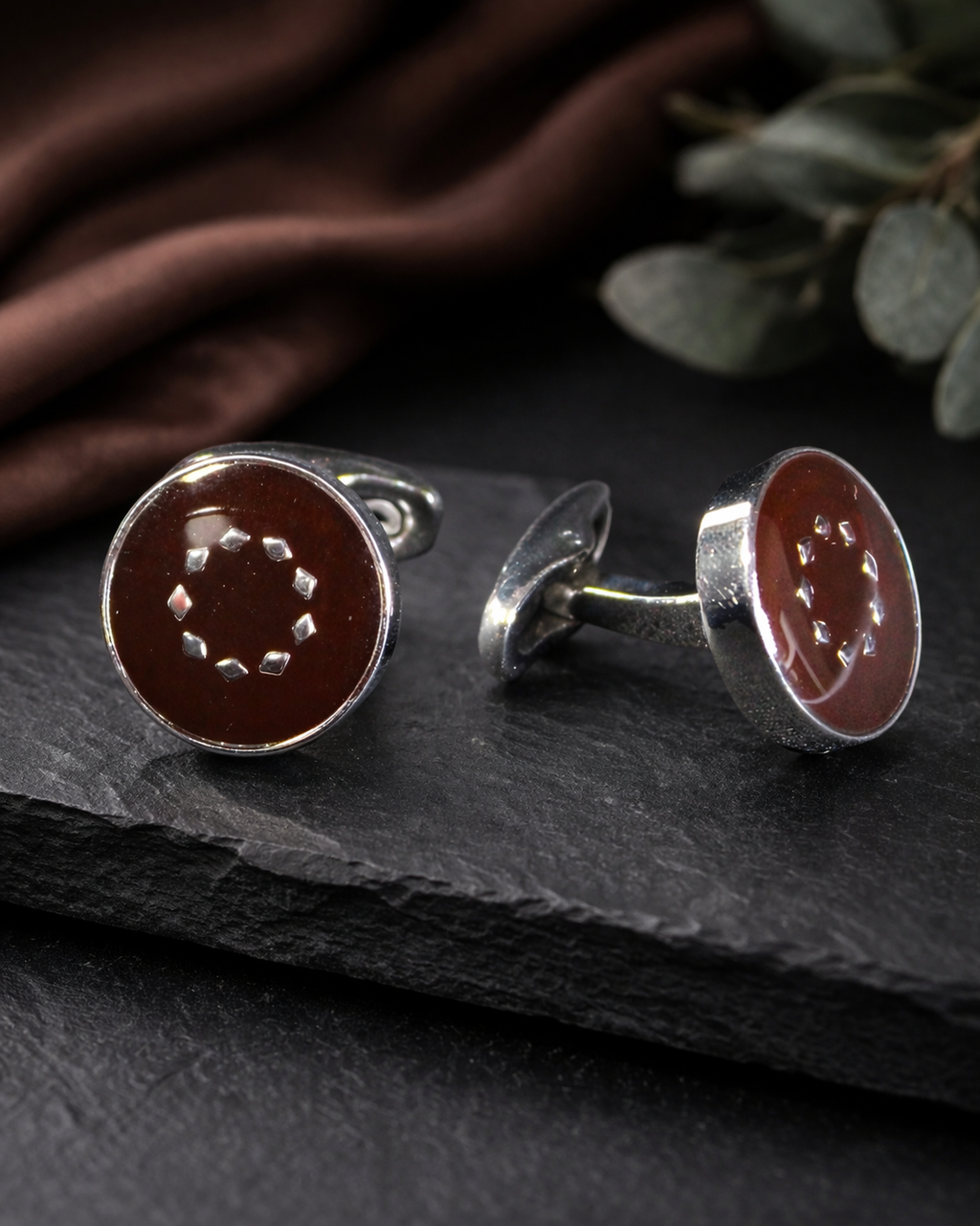 Luxury Brown Stone Alloy Cufflinks for Men