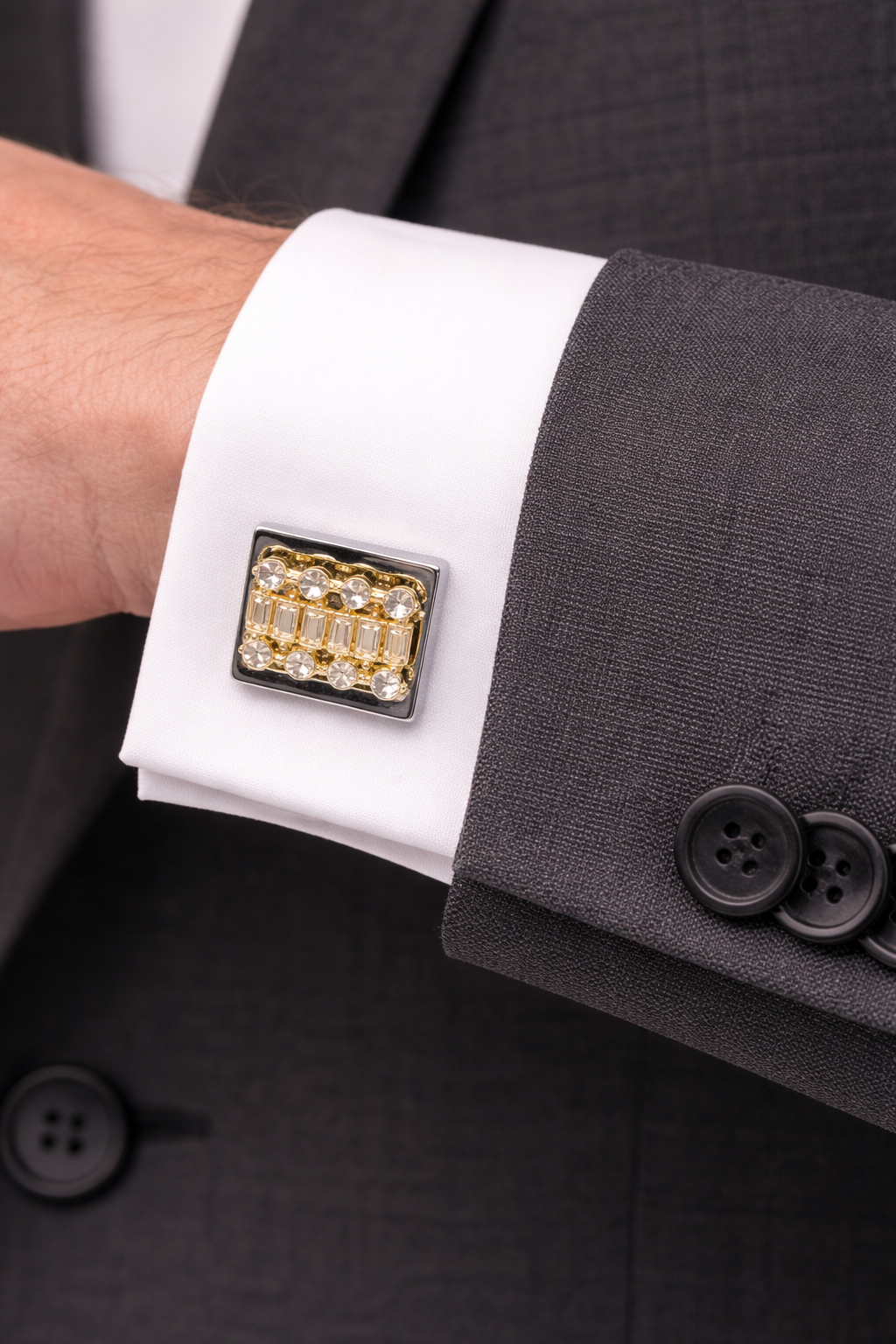 Premium Crystal Studded Cufflinks for Men