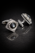 Luxury Black Stone Square Cufflinks for Men