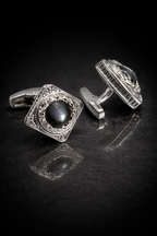 Luxury Black Stone Square Cufflinks for Men