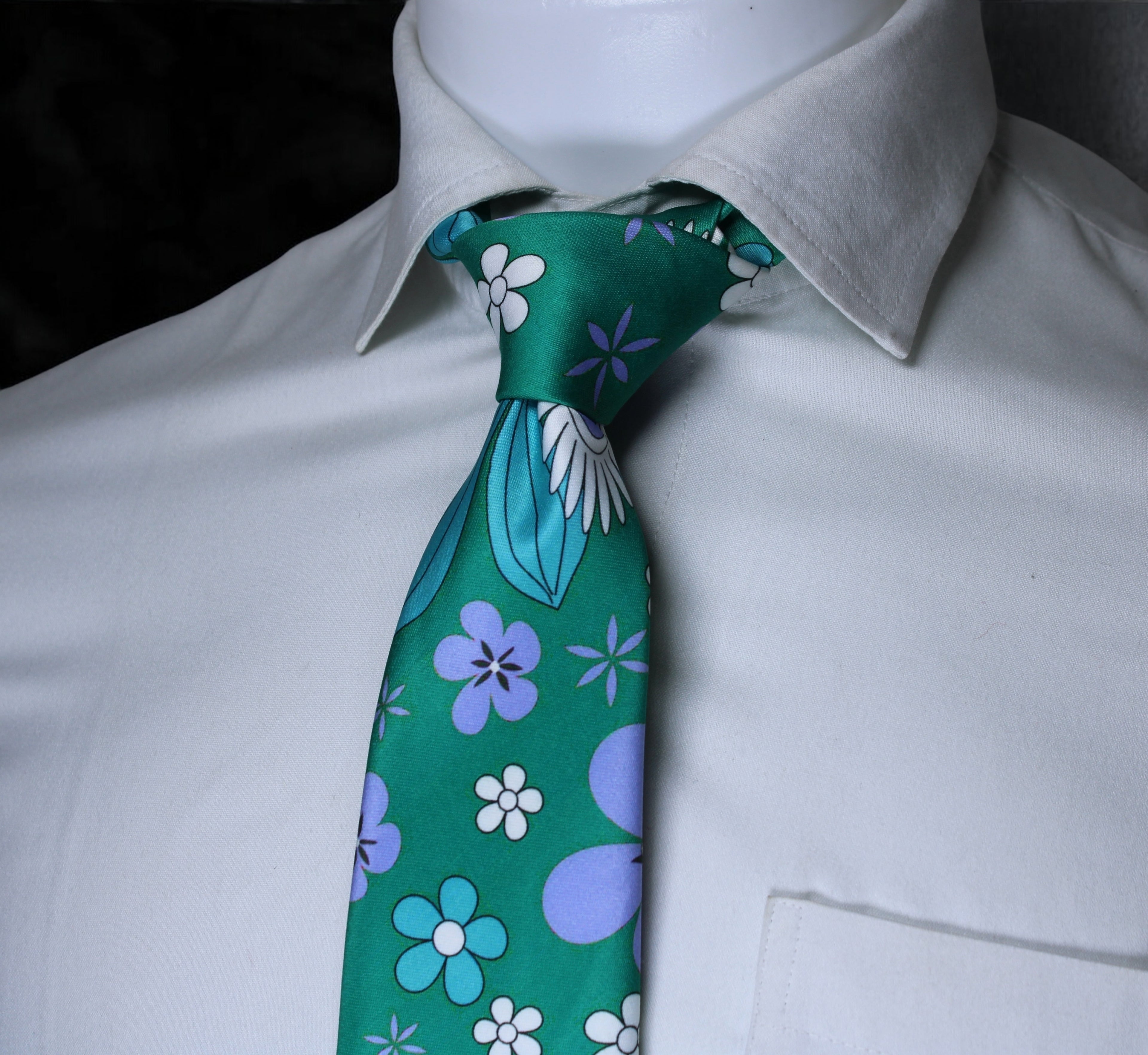 Emerald Garden Floral Tie With Pocket Square