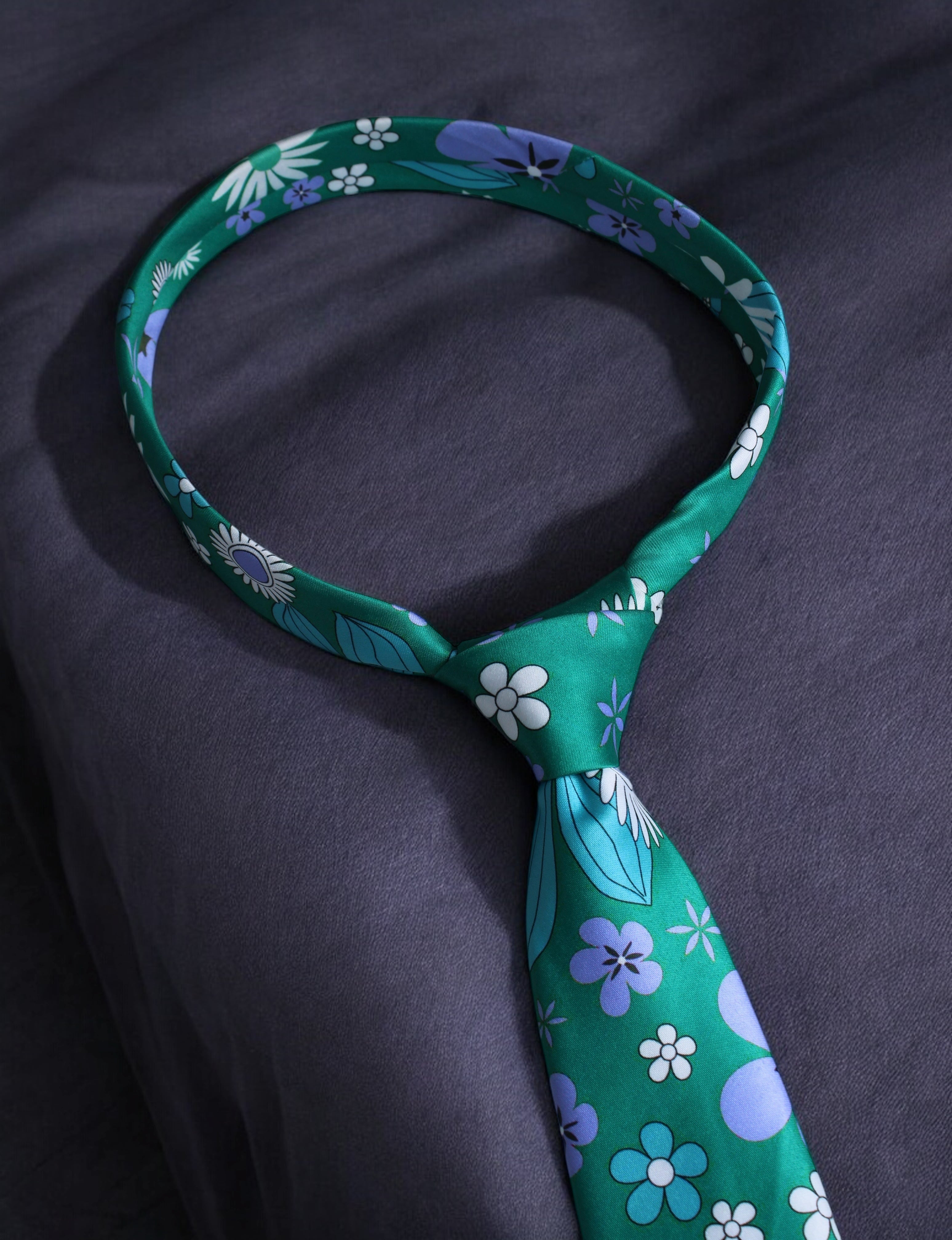 Emerald Garden Floral Tie With Pocket Square