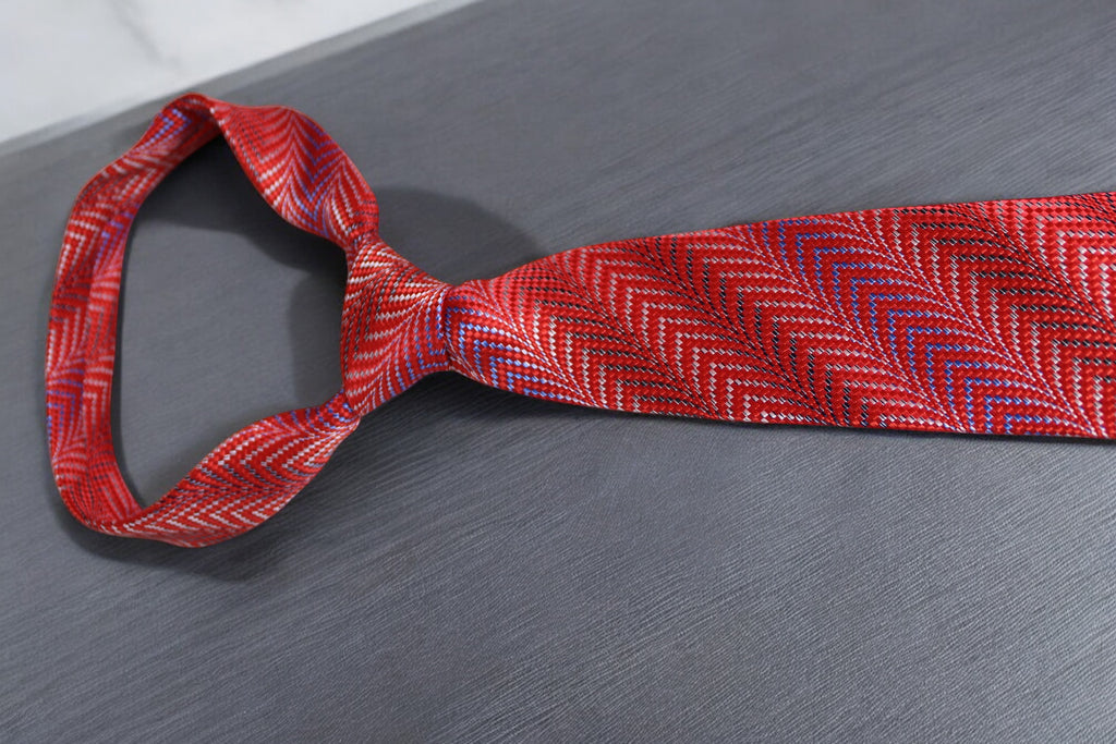 Vibrant Red & Blue Chevron Tie