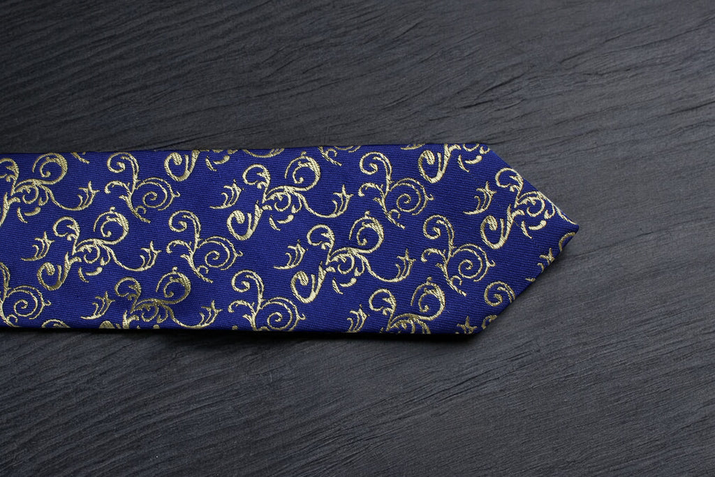 Royal Blue & Gold Swirl Tie