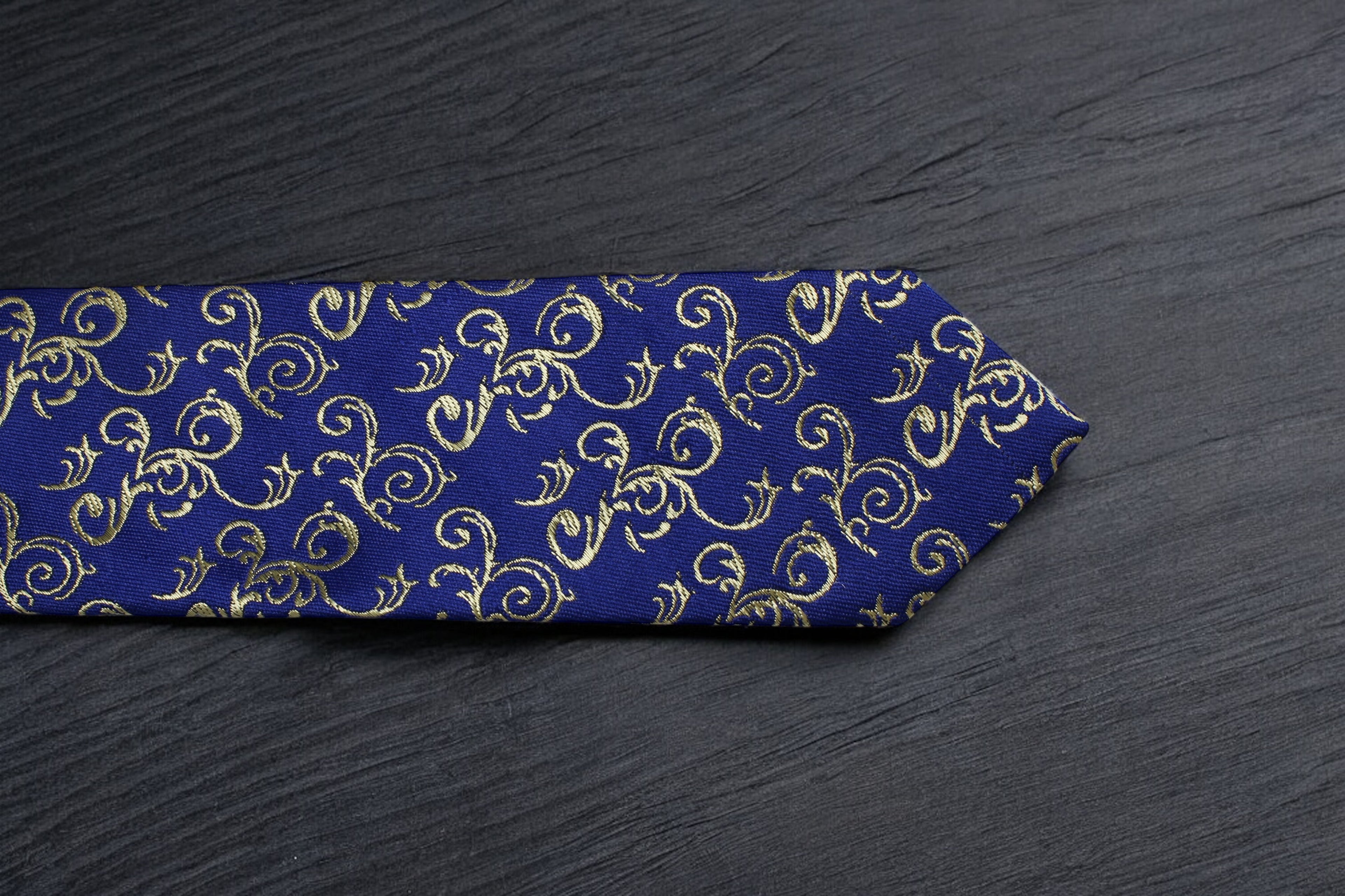 Royal Blue & Gold Swirl Tie