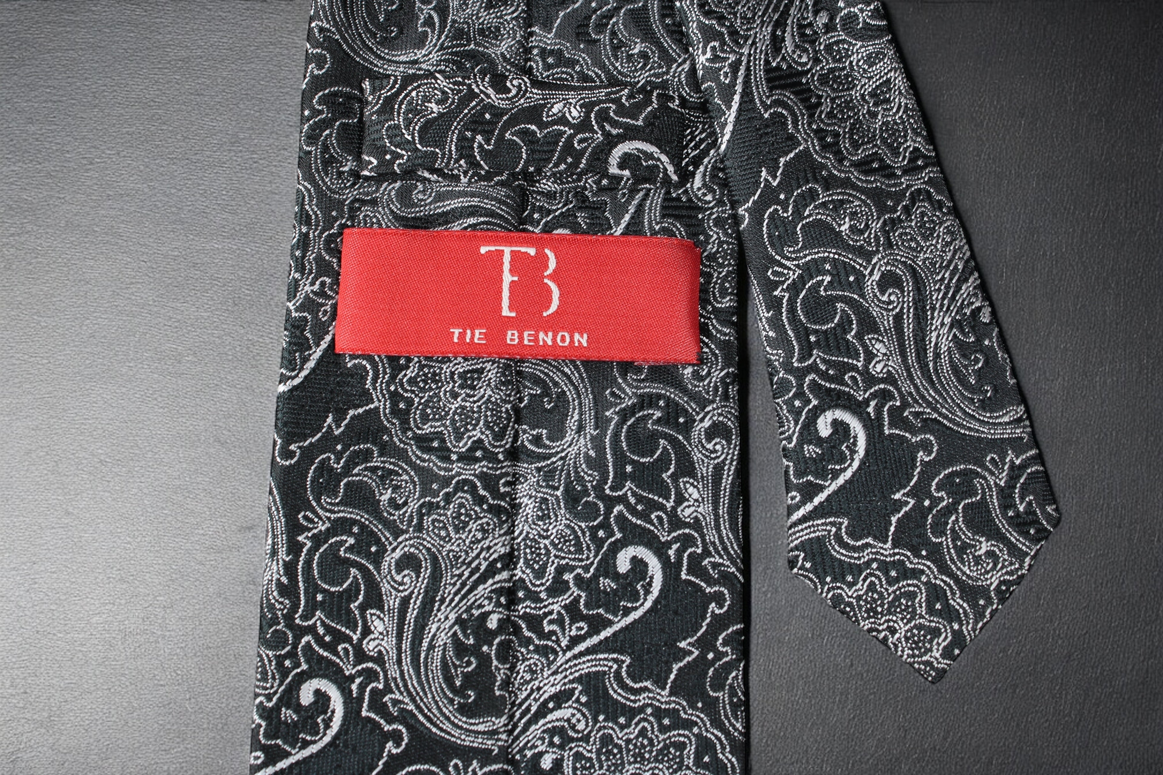 Classic Black Silver Paisley Tie