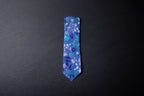 Multicolor Blue Floral Tie with Pocket Square