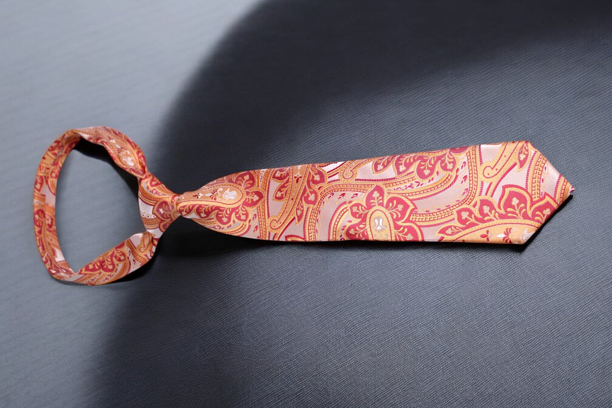 Orange Paisley Tie - Elegant Vintage Swirl Design