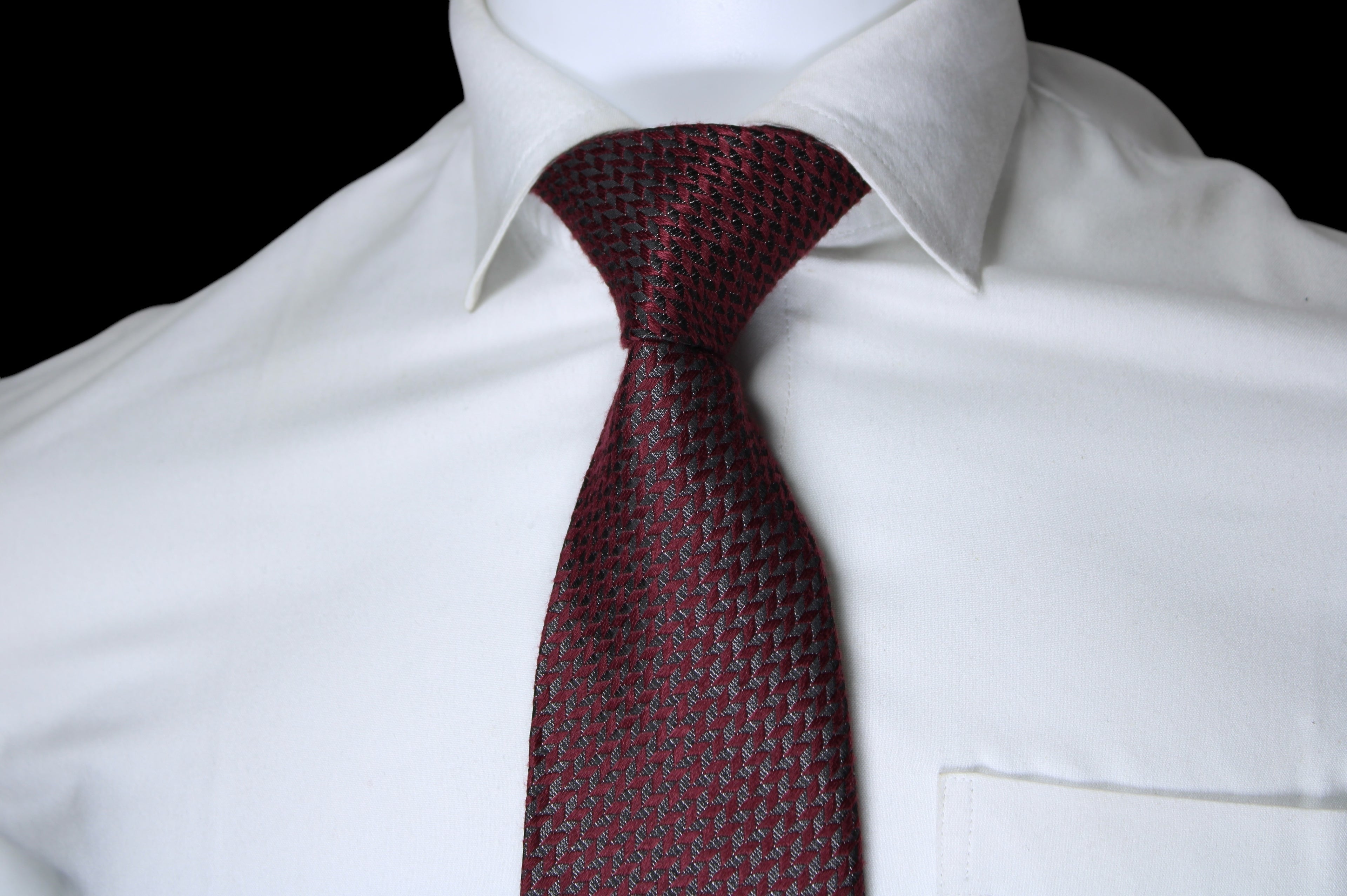 Deep Maroon & Black Geometric Tie