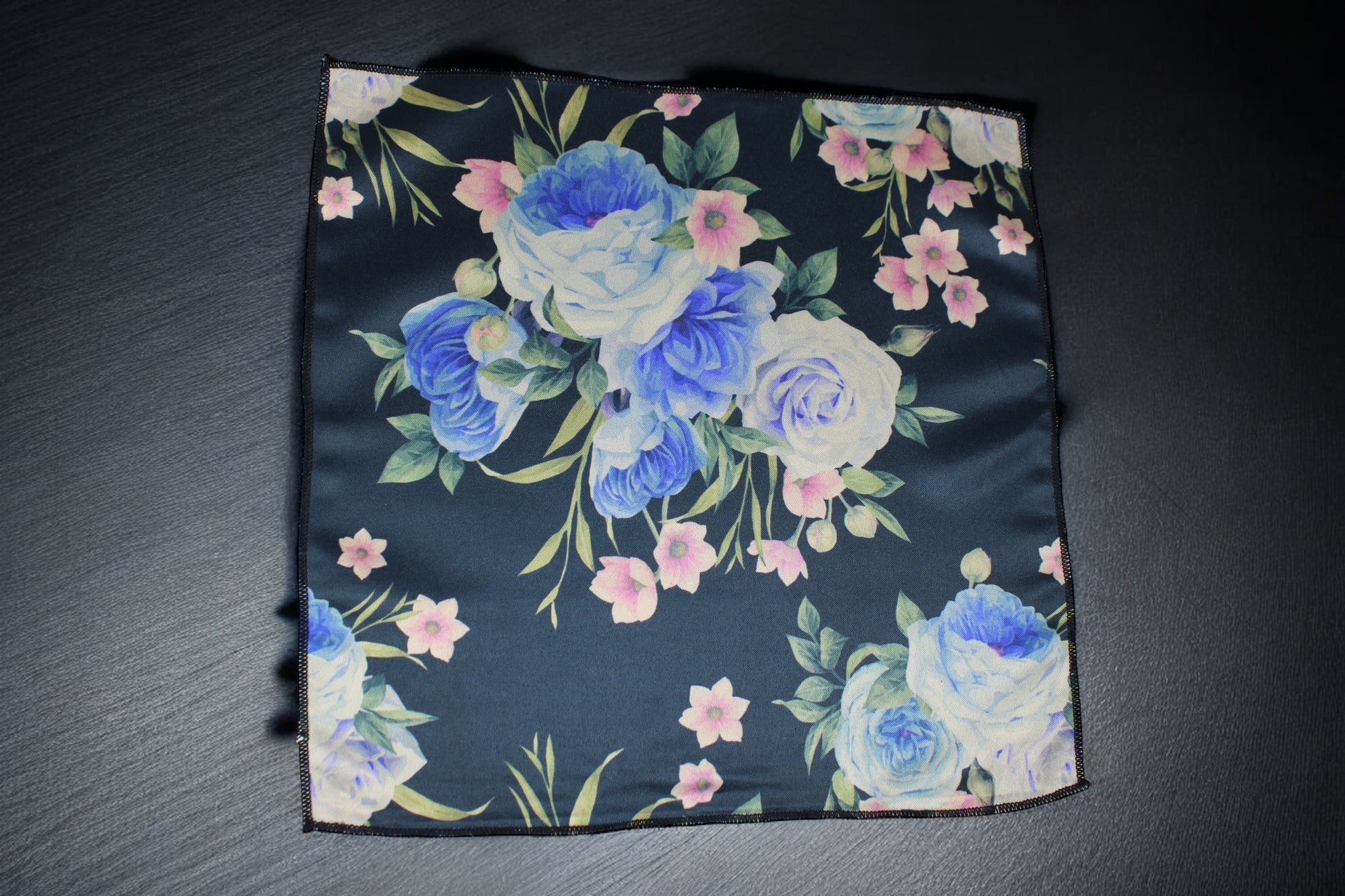 Multicolor Floral Black Tie with Pocket Square