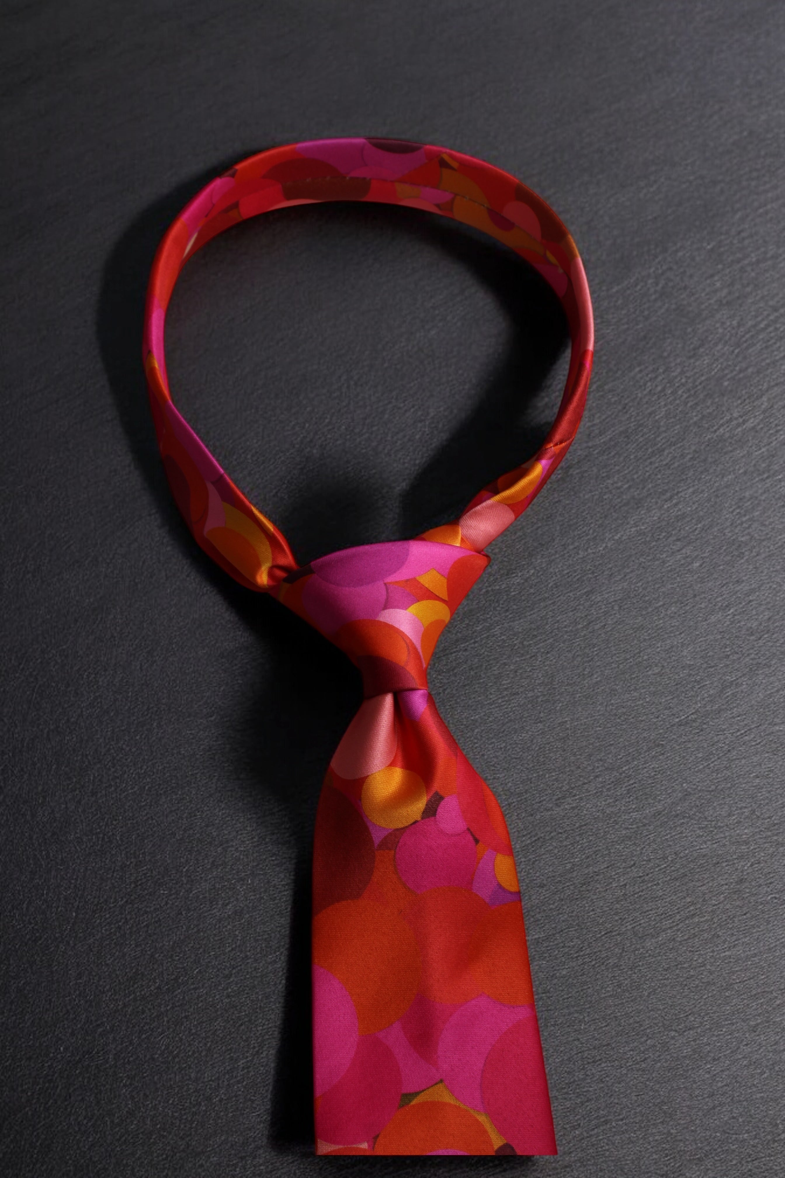 Vibrant Red and Pink Tie With Pocket Square