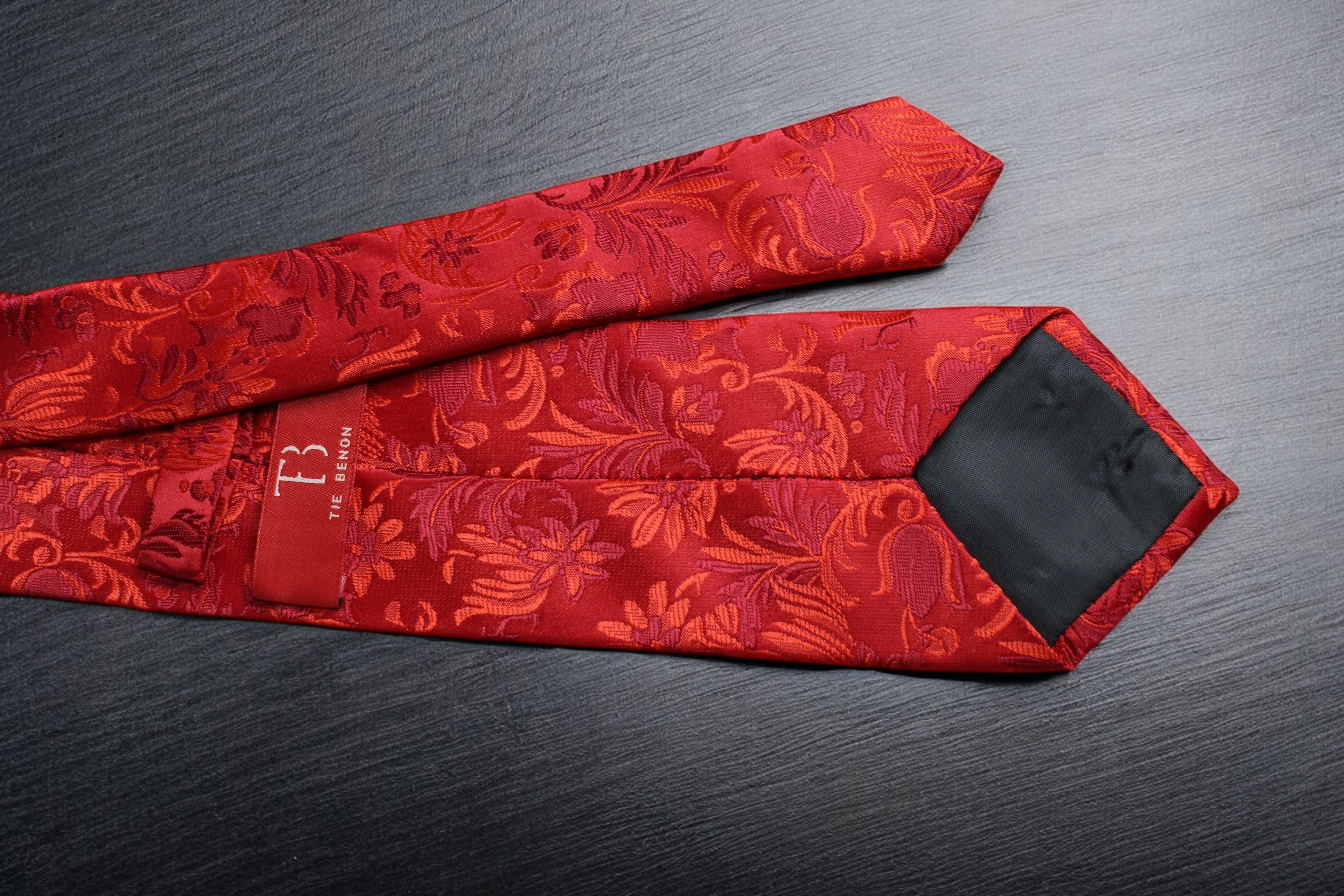 Elegant Crimson Red Floral Tie