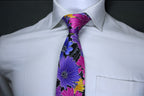 Floral Elegance Multicolor Tie with Pocket Square