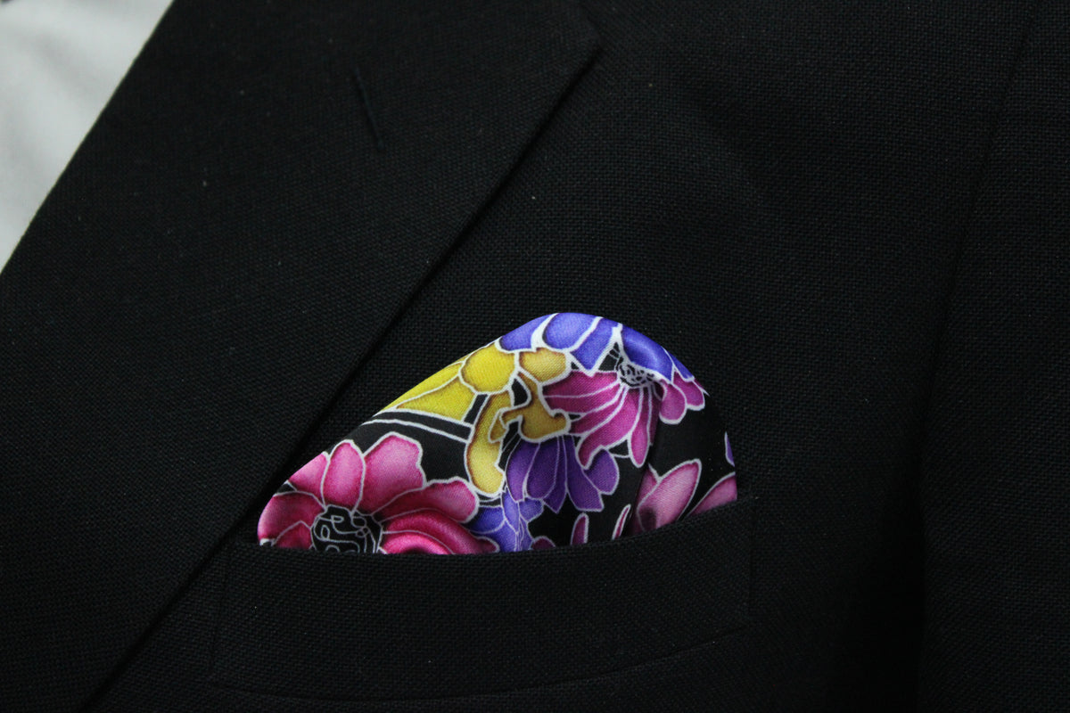 Floral Elegance Multicolor Tie with Pocket Square