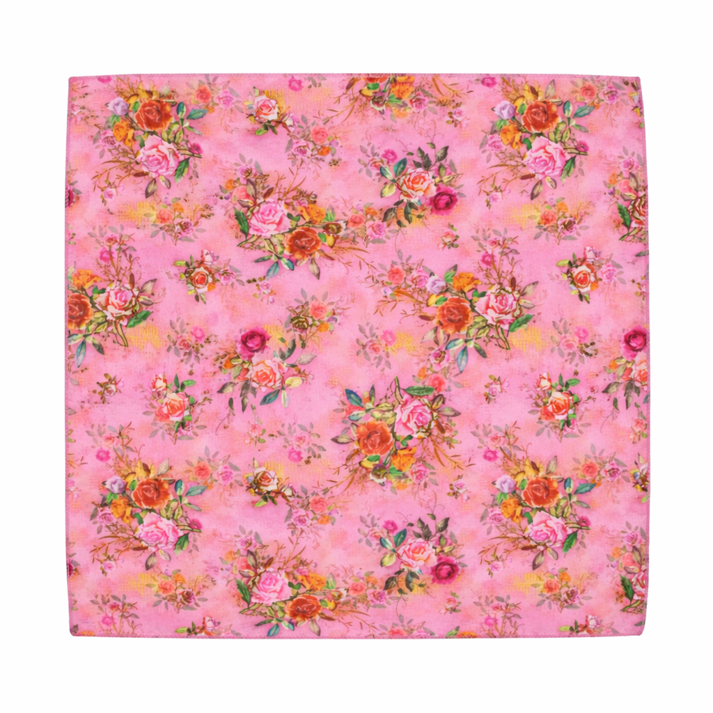 Pink Floral Scarf With Pocket Square
