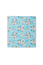 Aqua Blue Floral Printed Scarf With Pocket Square