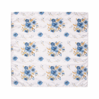 Teal Floral Printed Scarf With Pocket Square
