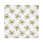 Sage Green Floral Printed Scarf With Pocket Square