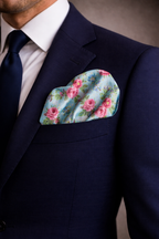 Turquoise Floral Pocket Square