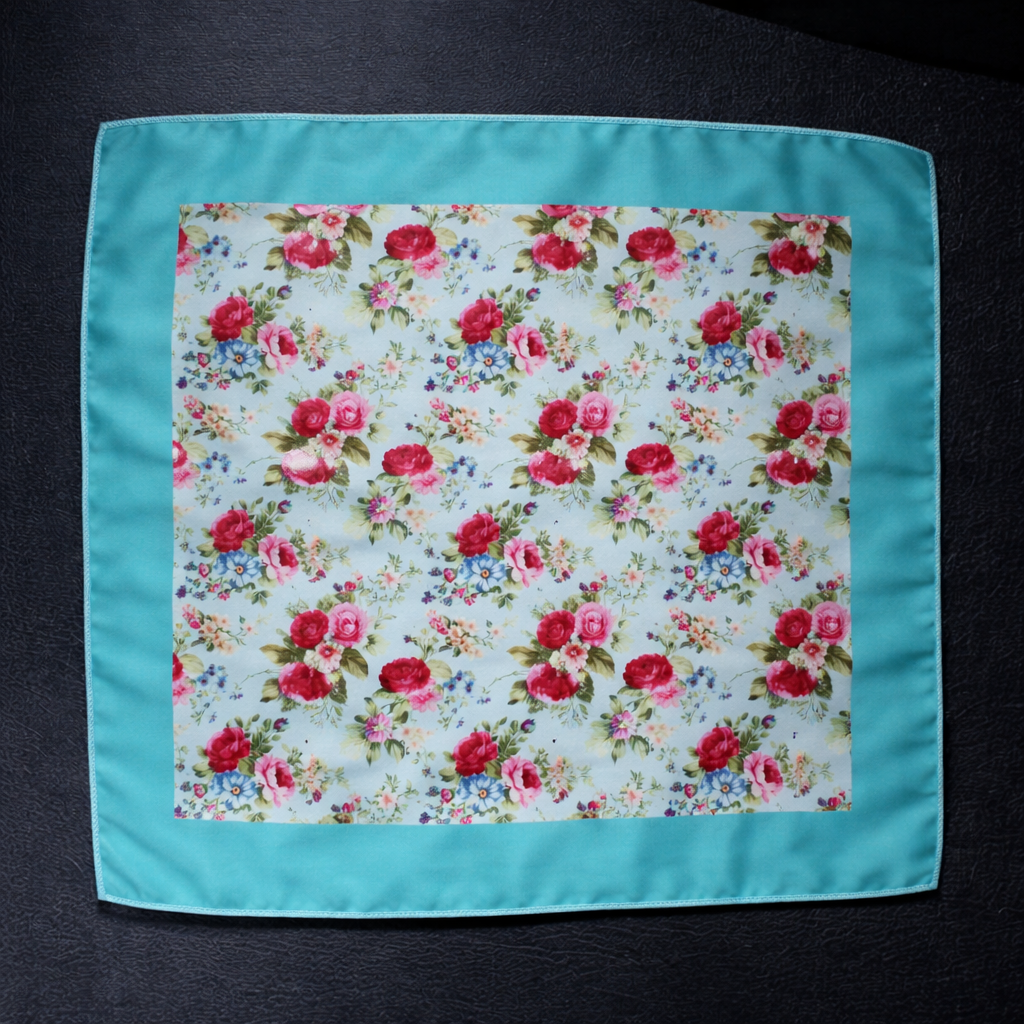 Turquoise Floral Pocket Square