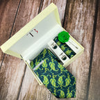Green Paisley Printed Silk Tie