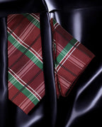 Red and green plaid tie on a black background Tie Benon