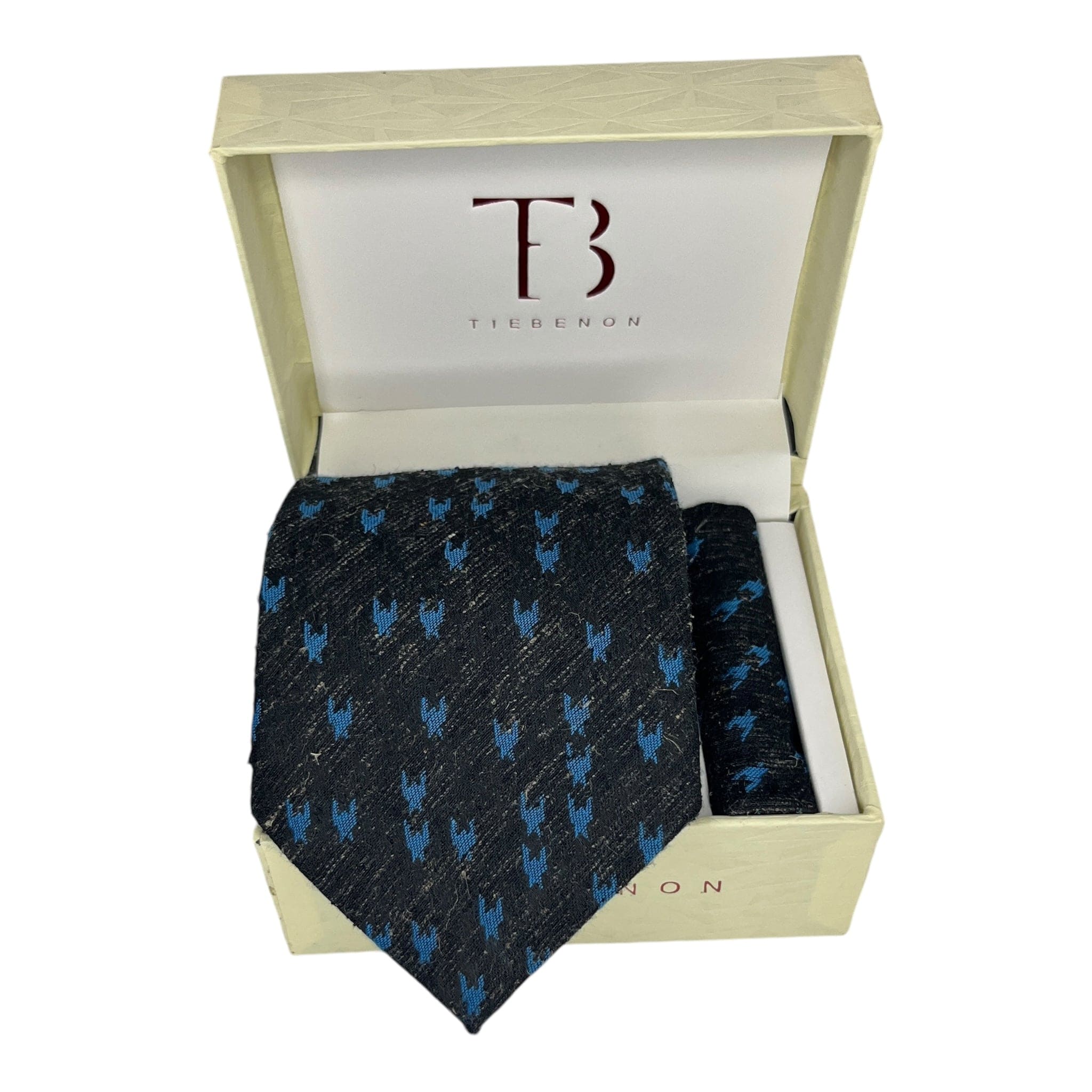 Houndstooth Broad Cashmere Tie And Pocket Square Combo
