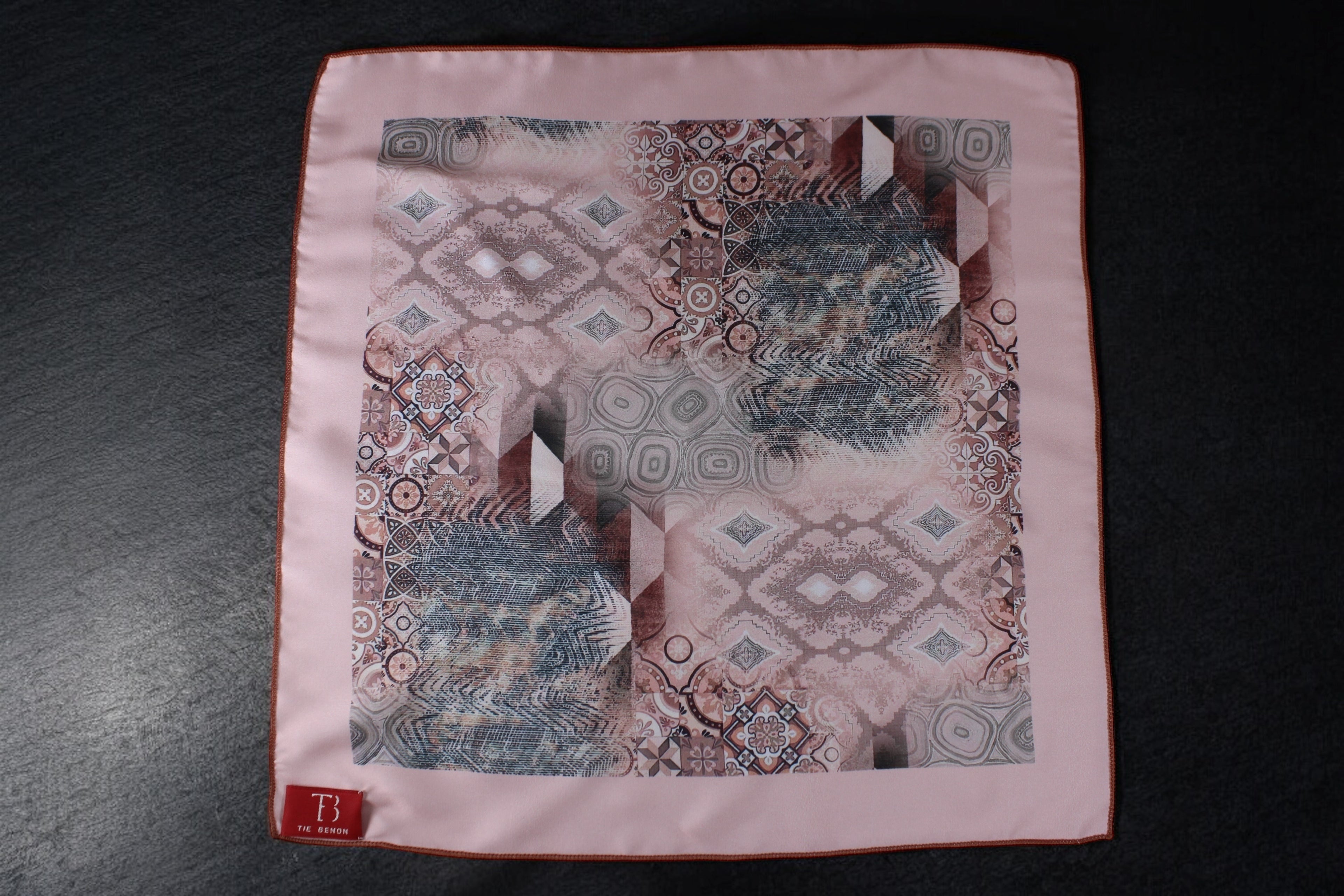Peach Geometric Printed Pocket Square