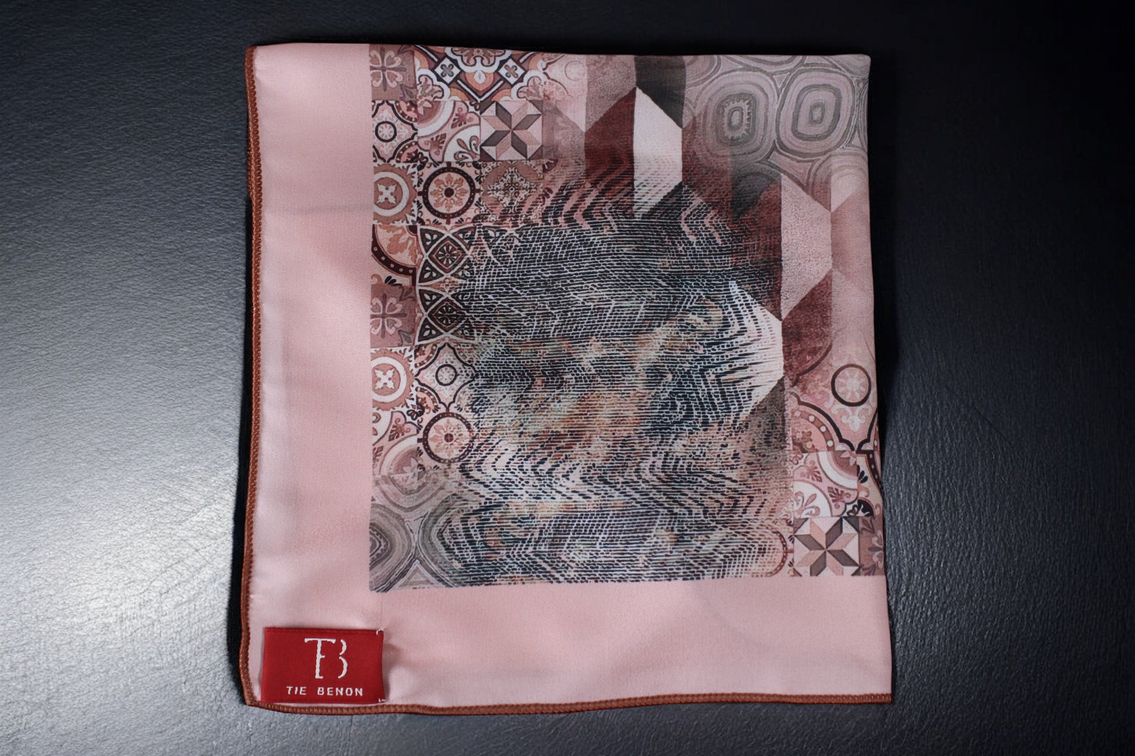 Peach Geometric Printed Pocket Square